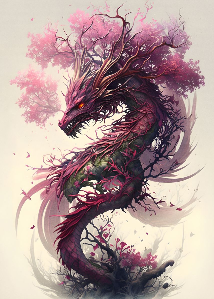 Sakura-Drache - Diamant-Kunstgemälde