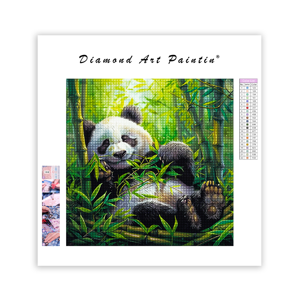 Niedlicher Riesenpanda im Bambuswald - Diamant-Kunstgemälde