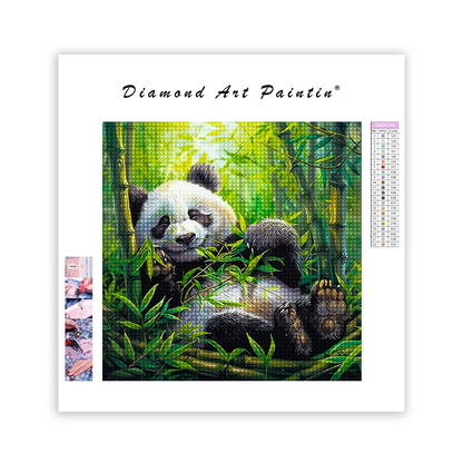 Niedlicher Riesenpanda im Bambuswald - Diamant-Kunstgemälde