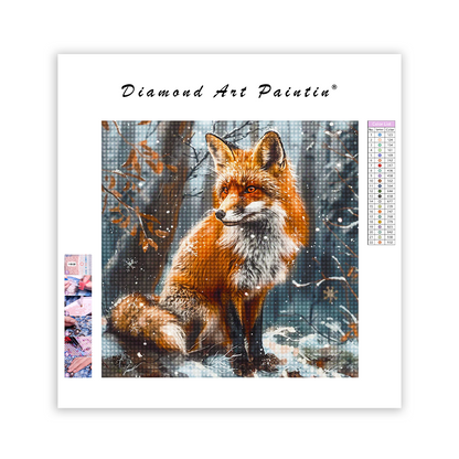 Ein Fuchs in einem verschneiten Wald-Diamant-Kunstgemälde