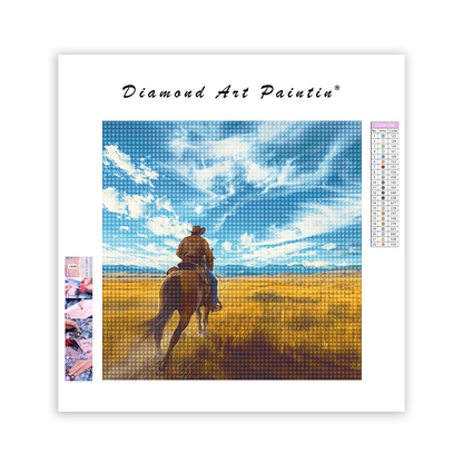 Auf dem Pferd über die Prärie reiten - Diamant-Kunstgemälde