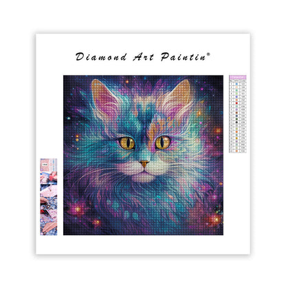 Geheimnisvolle goldene Pupillenkatze - Diamant-Kunstgemälde