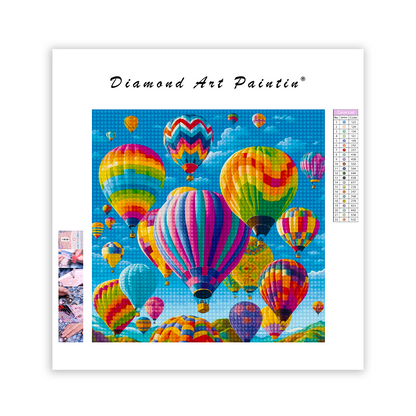 Bunter Heißluftballon - Diamant-Kunstgemälde