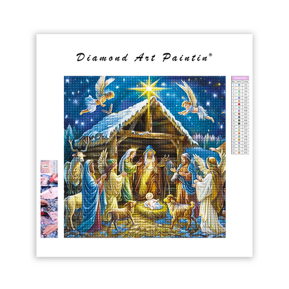 Weihnachtskrippe - Diamant-Kunstgemälde