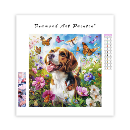 Daffodil Garden Beagle - Diamant-Kunstgemälde