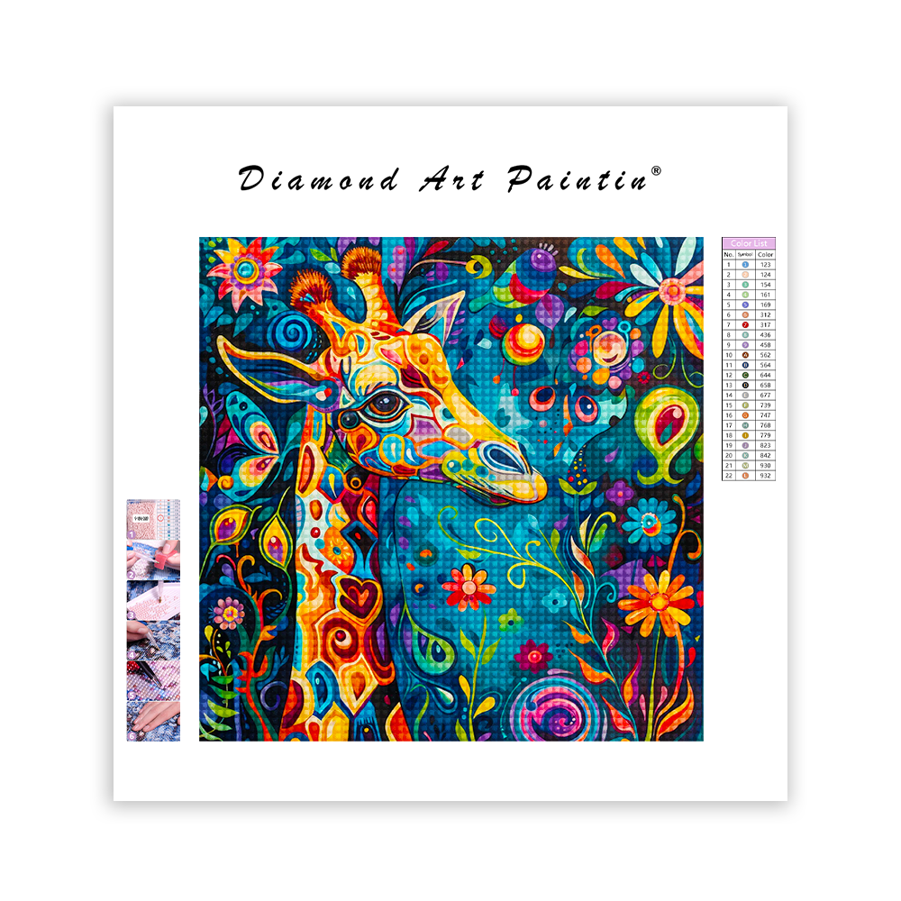 Psychedelische Giraffe - Diamant-Kunstgemälde