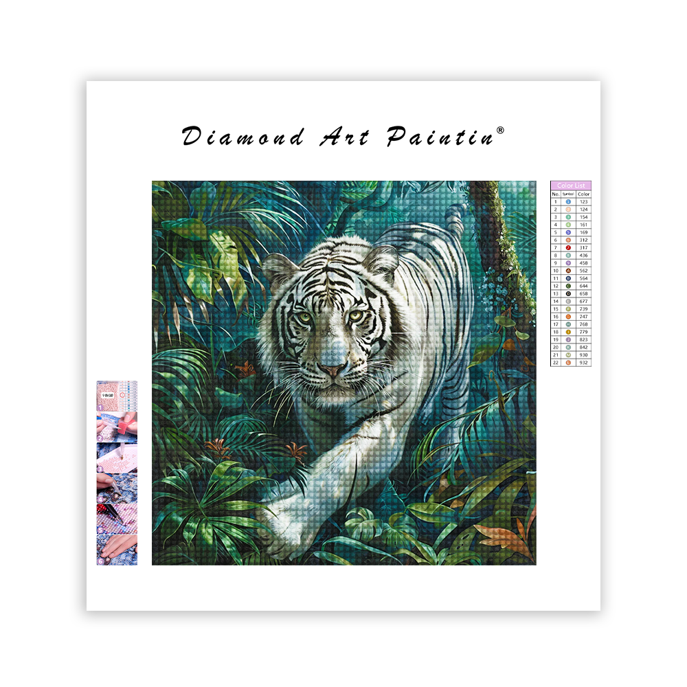 Exotischer weißer Tiger - Diamant-Kunstgemälde