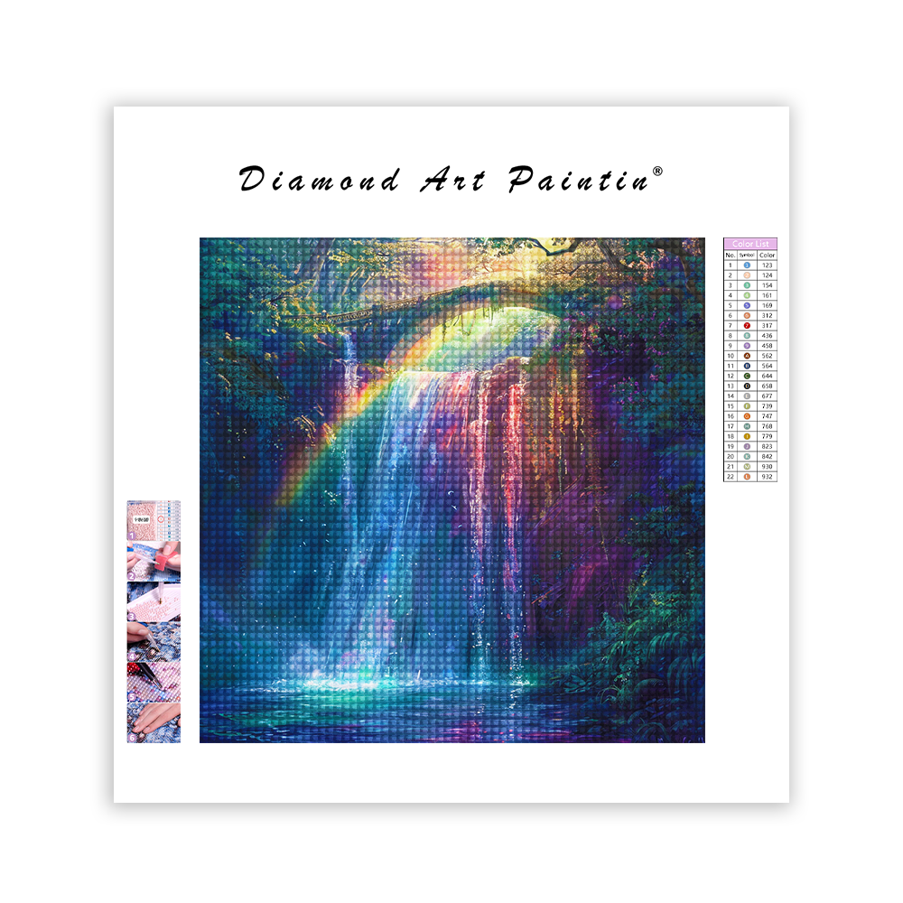 Wasserfall Regenbogen - Diamant-Kunstgemälde