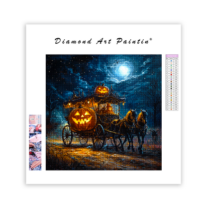 Halloween Kürbiskutsche - Diamant-Kunstgemälde