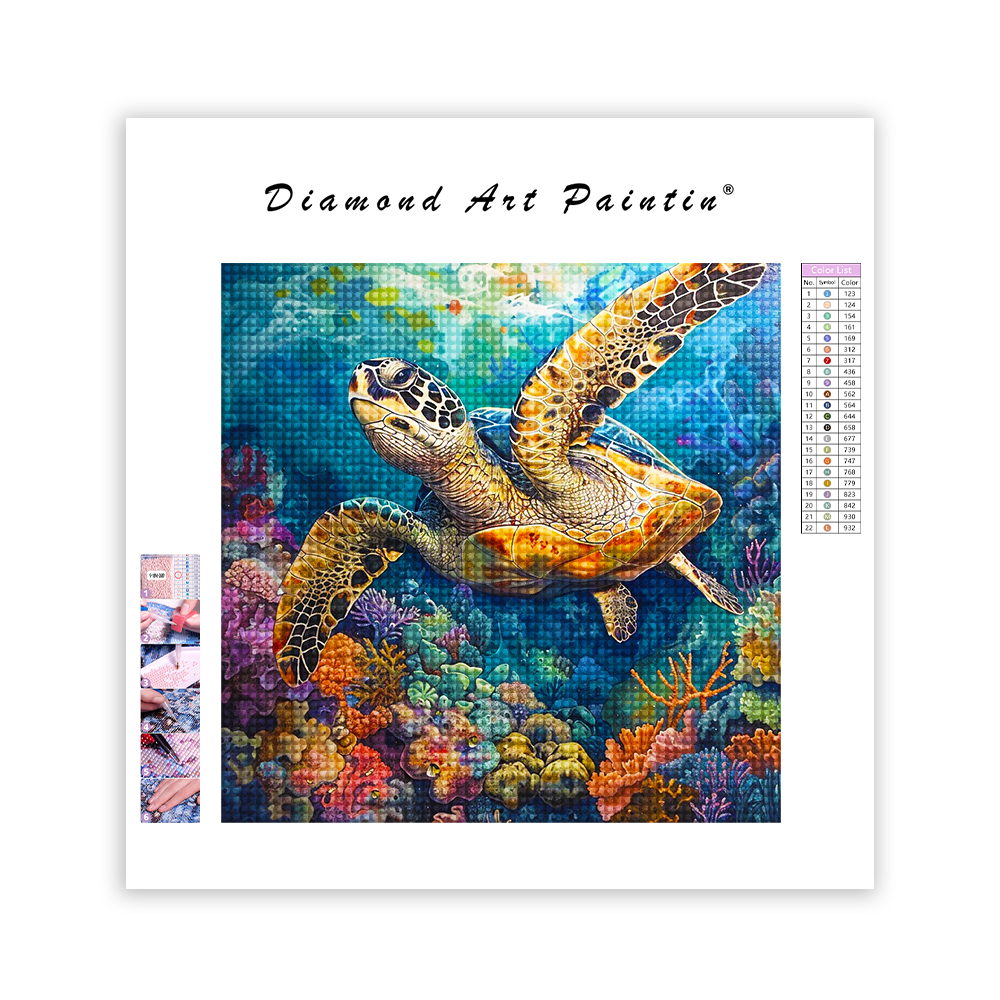 Green Sea Turtle Habitat - Diamant-Kunstgemälde