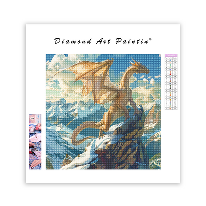 Drache auf dem Gipfel des Schneebergs - Diamant-Kunstgemälde