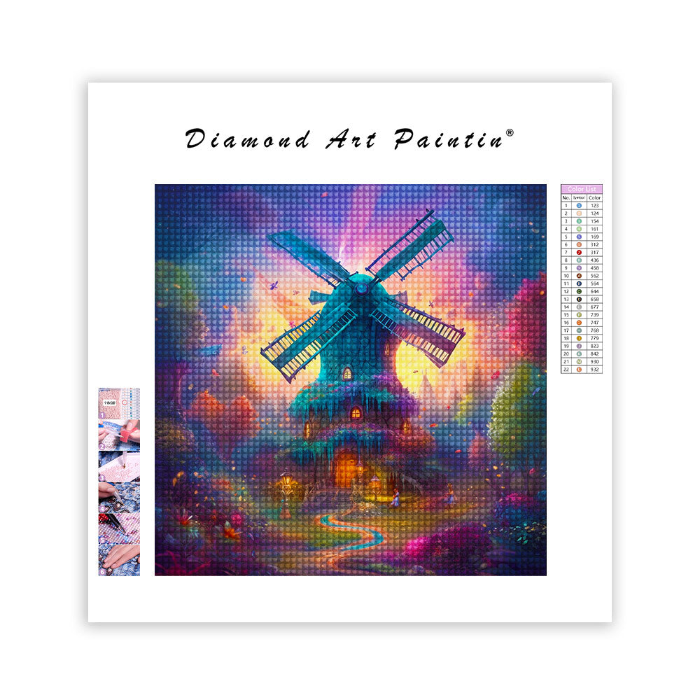 Mystische Windmühle - Diamant-Kunstgemälde