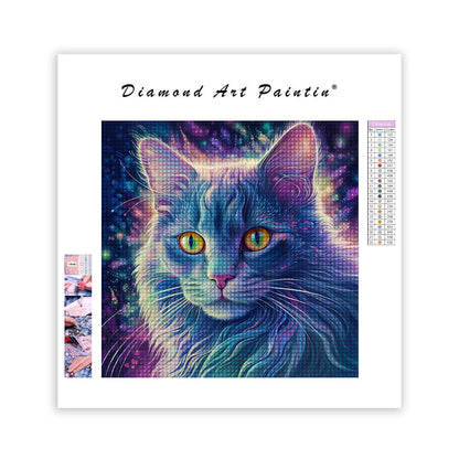 Geheimnisvolle Zauberkatze - Diamant-Kunstgemälde