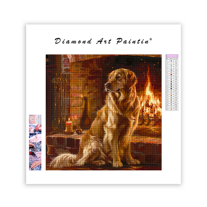 Golden Retriever Dog - Diamant-Kunstgemälde