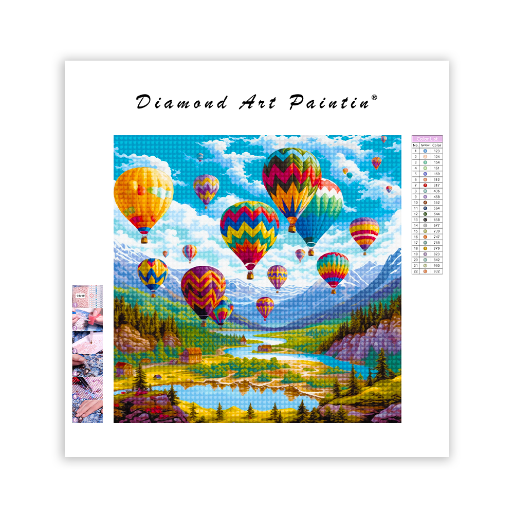 Heißluftballons - Diamant-Kunstgemälde