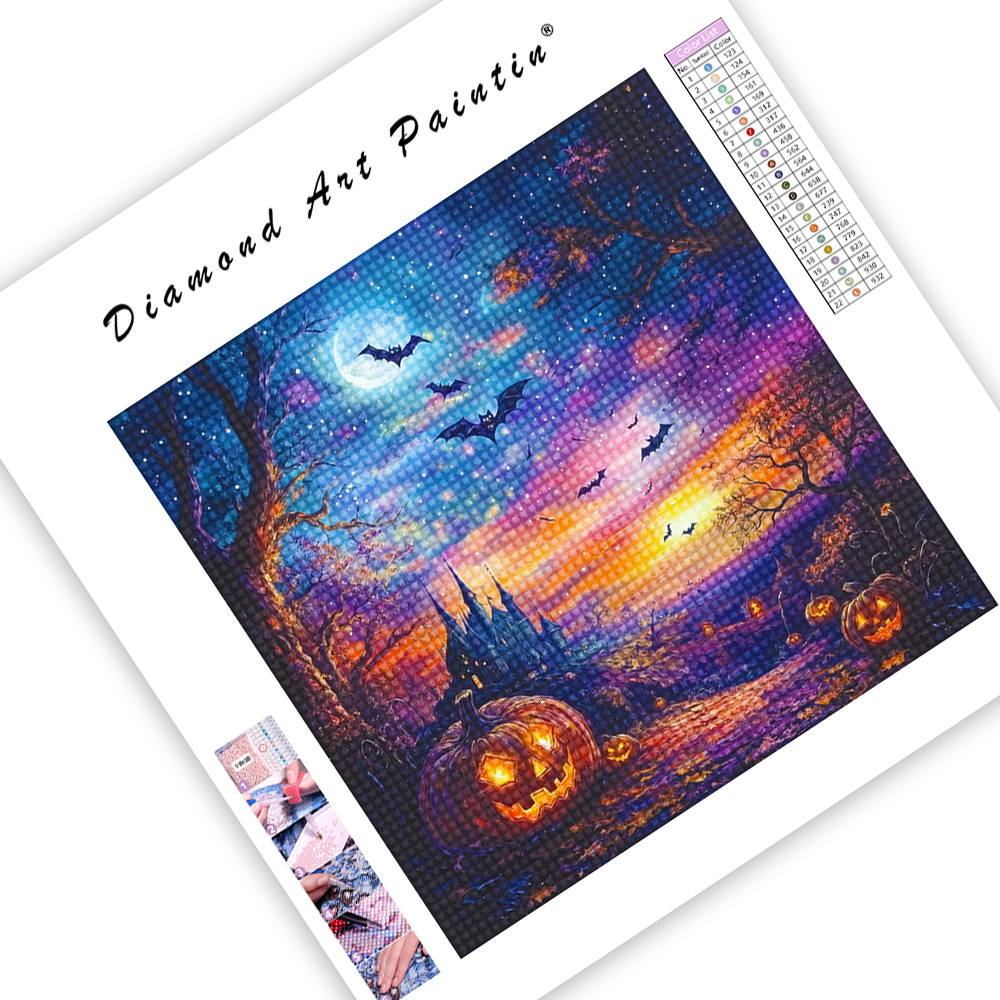 Buntes Halloween - Diamant-Kunstgemälde