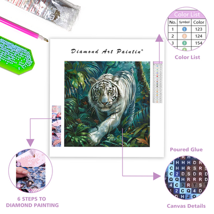 Exotischer weißer Tiger - Diamant-Kunstgemälde