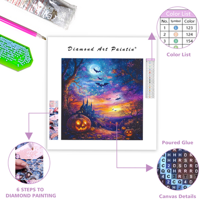 Buntes Halloween - Diamant-Kunstgemälde