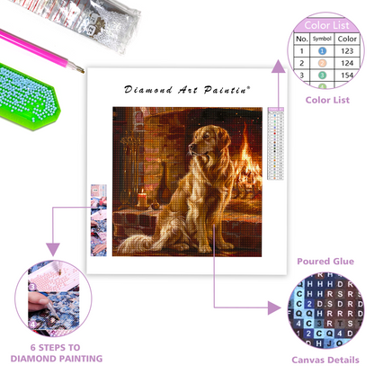 Golden Retriever Dog - Diamant-Kunstgemälde