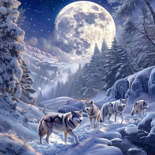 Wolf Pack Wolves - Diamant-Kunstgemälde