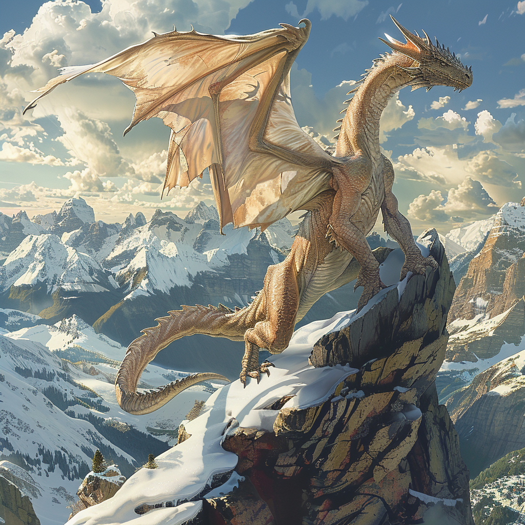 Drache auf dem Gipfel des Schneebergs - Diamant-Kunstgemälde