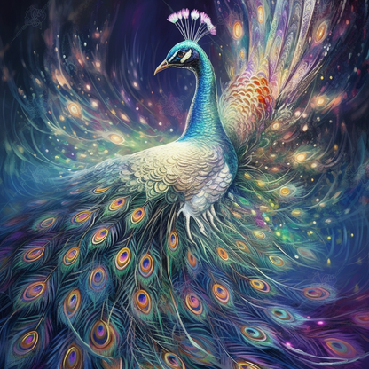 Pfau - Diamant-Kunstgemälde