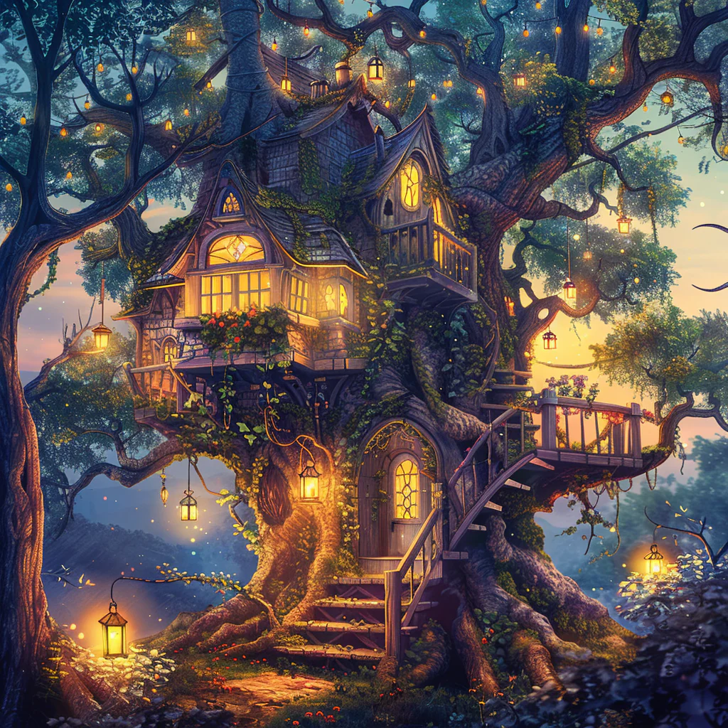 Fantasy Tree House - Diamant-Kunstgemälde