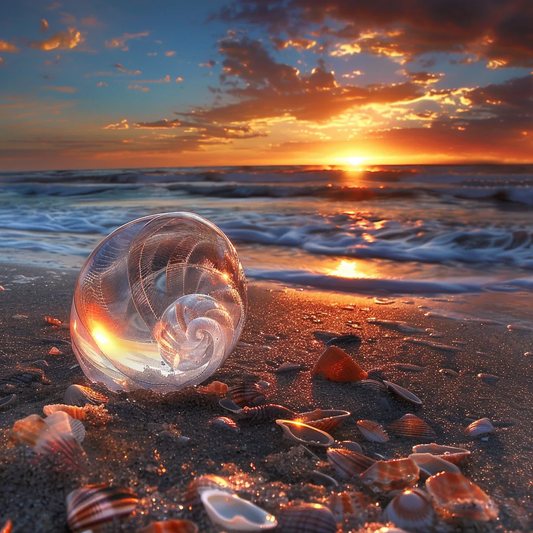 Muscheln am Strand reflektieren schönes Licht - Diamant-Kunstgemälde