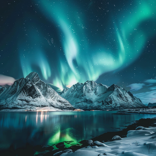 Gletscher und Nordlichter - Diamant-Kunstgemälde