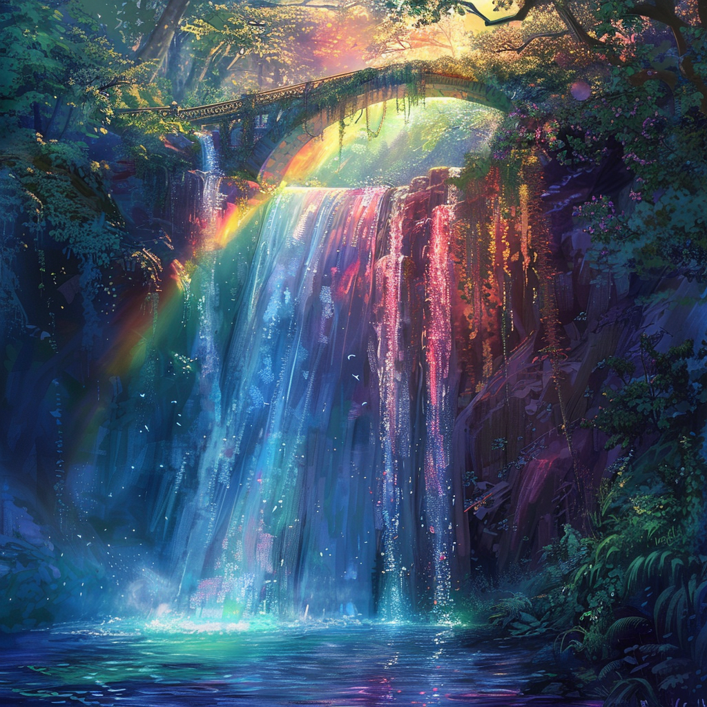 Wasserfall Regenbogen - Diamant-Kunstgemälde