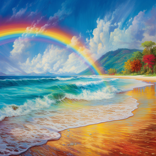 Sommerregenbogen und Strand - Diamant-Kunstgemälde