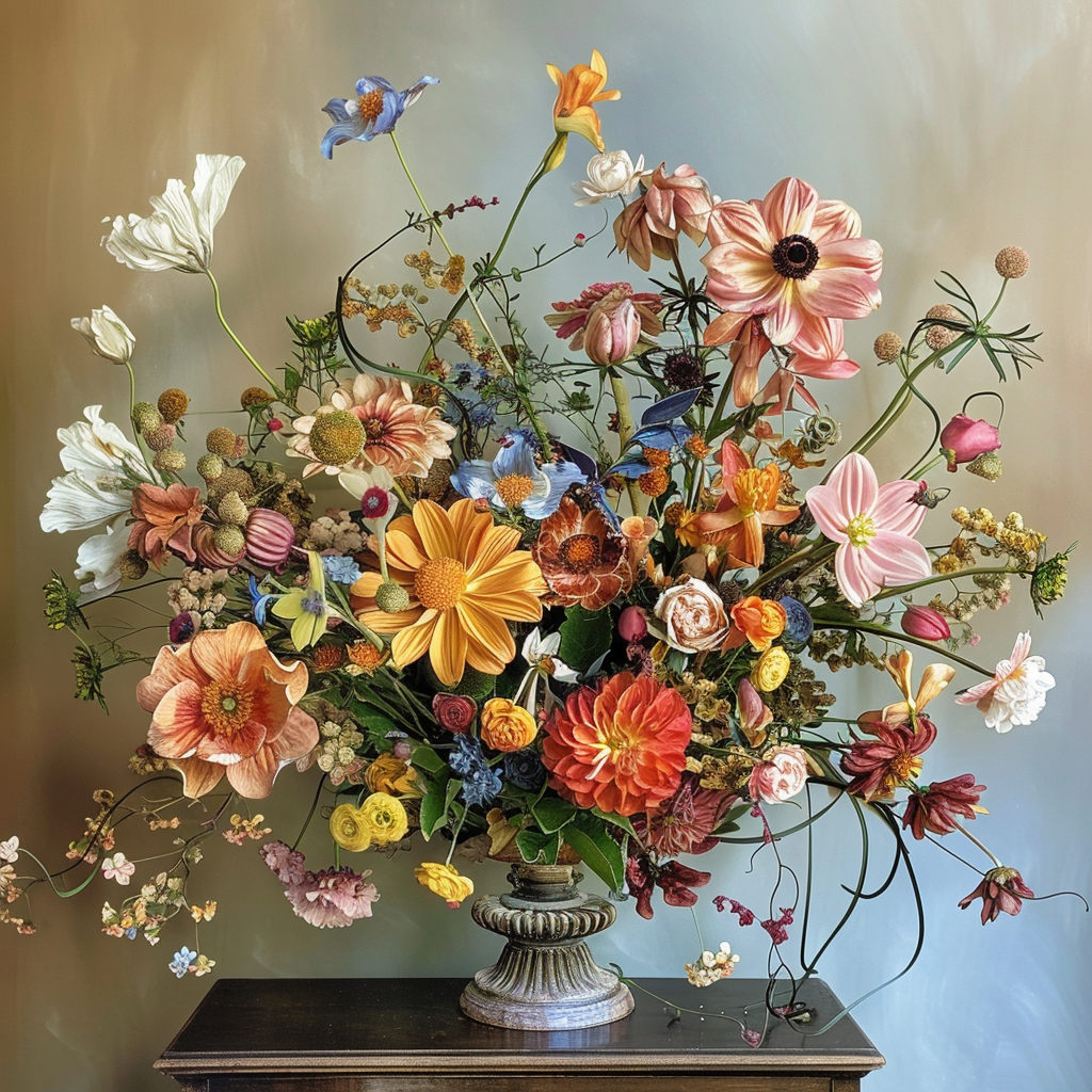 Schöne und üppige Blumenarrangements - Diamant-Kunstgemälde