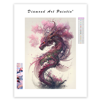 Sakura-Drache - Diamant-Kunstgemälde